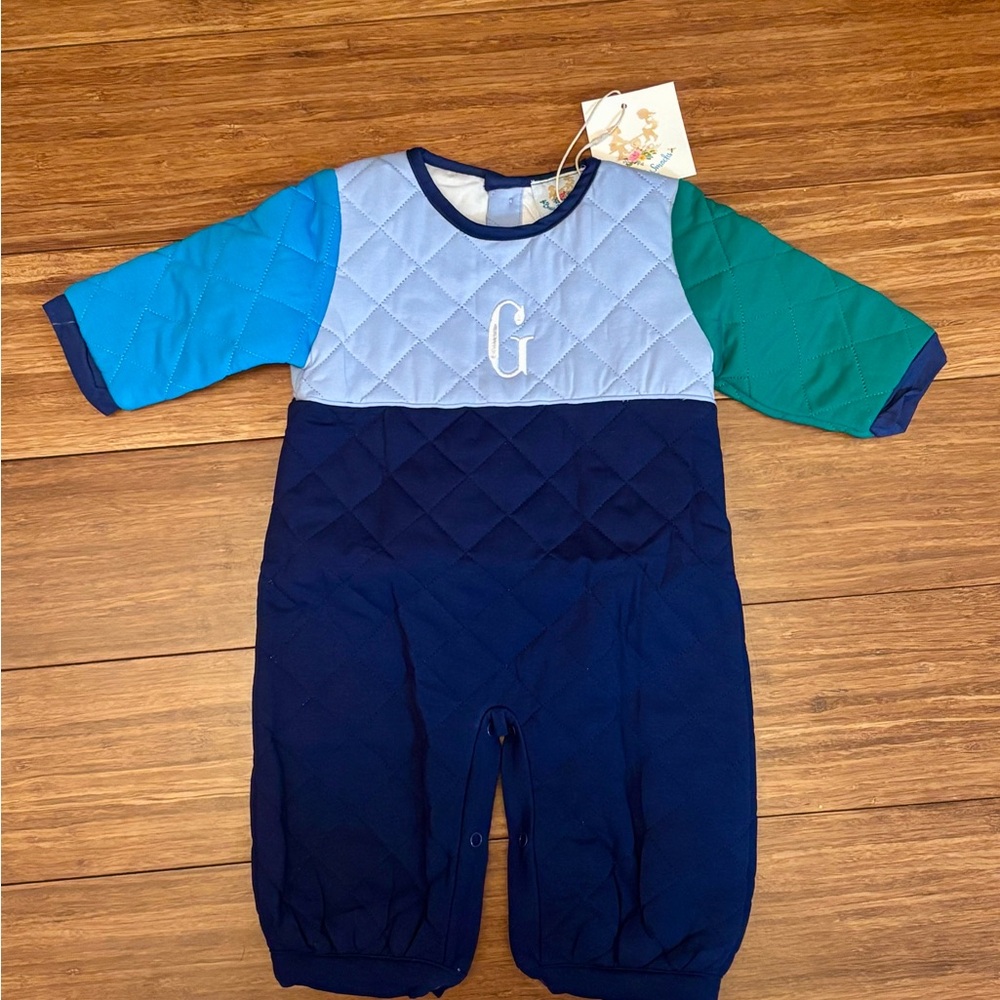 Quilted Kids Bodysuit - Blue and Green
